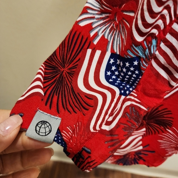 FREE PLANET Men's  USA Flag Patriotic Short Sleeves Button Down Shirt size L - Picture 7 of 9